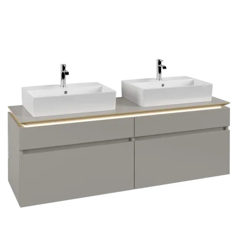 VILLEROY BOCH Legato toaletní skříňka, s osvětlením, 4 výsuvy, 1600 x 550 x 500 mm, Soft Grey / Soft Grey #B677L0VK