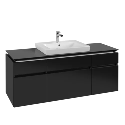 VILLEROY BOCH Legato toaletní skříňka, 5 výsuvů, 1400 x 550 x 500 mm, černý matný lak / černý matný lak #B68500PD