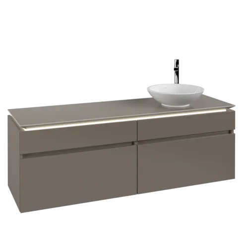 VILLEROY BOCH Legato toaletní skříňka, s osvětlením, 4 výsuvy, 1600 x 550 x 500 mm, Truffle Grey / Truffle Grey #B598L0VG