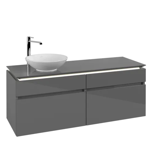 VILLEROY BOCH Legato toaletní skříňka, s osvětlením, 4 výsuvy, 1400 x 550 x 500 mm, lesklá šedá / lesklá šedá #B588L0FP