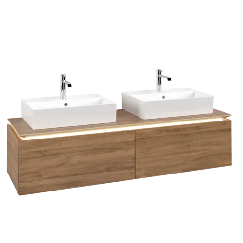 VILLEROY BOCH Legato toaletní skříňka, s osvětlením, 2 výsuvy, 1600 x 380 x 500 mm, dub Kansas / dub Kansas #B676L0RH