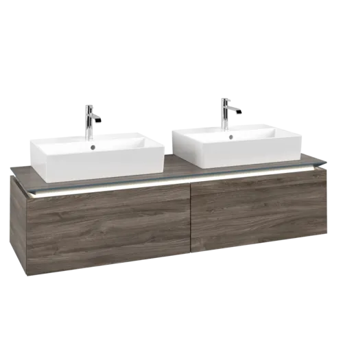VILLEROY BOCH Legato toaletní skříňka, s osvětlením, 2 výsuvy, 1600 x 380 x 500 mm, Kamenný dub / Kamenný dub #B676L0RK