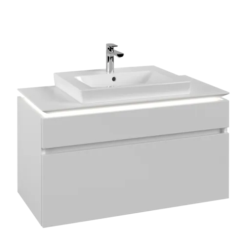 VILLEROY BOCH Legato toaletní skříňka, s osvětlením, 2 výsuvy, 1000 x 550 x 500 mm, bílá matná / bílá matná #B681L0MS
