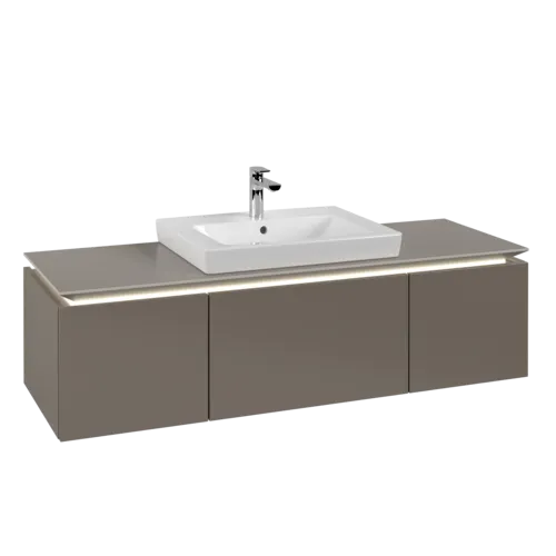 VILLEROY BOCH Legato toaletní skříňka, s osvětlením, 3 výsuvy, 1400 x 380 x 500 mm, Truffle Grey / Truffle Grey #B684L0VG