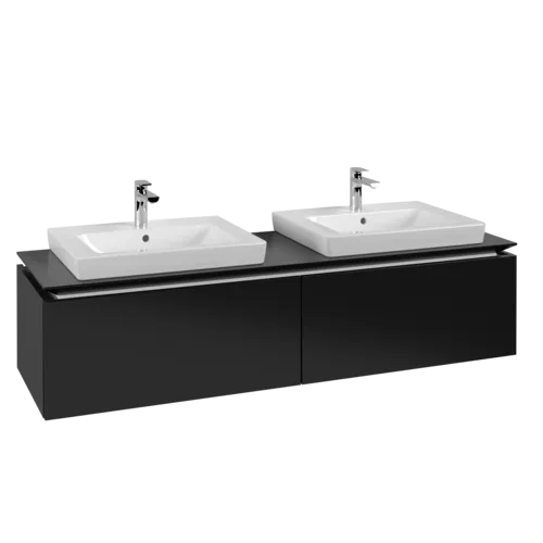 VILLEROY BOCH Legato toaletní skříňka, 2 výsuvy, 1600 x 380 x 500 mm, černý matný lak / černý matný lak #B69200PD