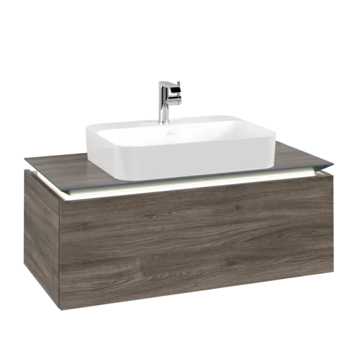 VILLEROY BOCH Legato toaletní skříňka, s osvětlením, 1 zásuvka, 1000 x 380 x 500 mm, Kamenný dub / Kamenný dub #B755L0RK