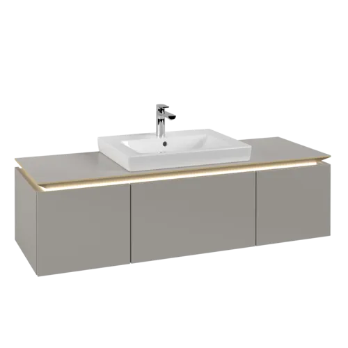 VILLEROY BOCH Legato toaletní skříňka, s osvětlením, 3 výsuvy, 1400 x 380 x 500 mm, Soft Grey / Soft Grey #B684L0VK