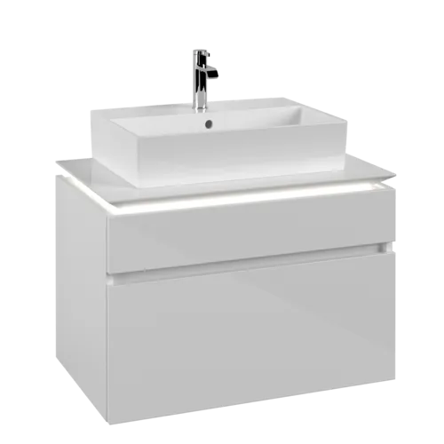 VILLEROY BOCH Legato toaletní skříňka, s osvětlením, 2 výsuvy, 800 x 550 x 500 mm, lesklá bílá / lesklá bílá #B602L0DH