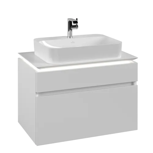 VILLEROY BOCH Legato toaletní skříňka, s osvětlením, 2 výsuvy, 800 x 550 x 500 mm, bílá matná / bílá matná #B754L0MS