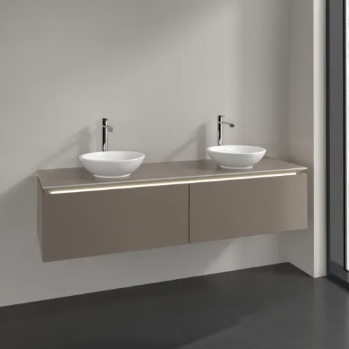VILLEROY BOCH Legato toaletní skříňka, s osvětlením, 2 výsuvy, 1600 x 380 x 500 mm, Truffle Grey / Truffle Grey #B599L0VG, obrázek 2
