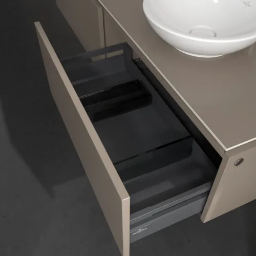 VILLEROY BOCH Legato toaletní skříňka, s osvětlením, 2 výsuvy, 1600 x 380 x 500 mm, Truffle Grey / Truffle Grey #B599L0VG, obrázek 5