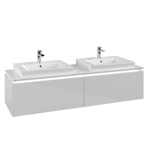 VILLEROY BOCH Legato toaletní skříňka, s osvětlením, 2 zásuvky, 1600 x 380 x 500 mm, lesklá bílá / lesklá bílá #B692L0DH