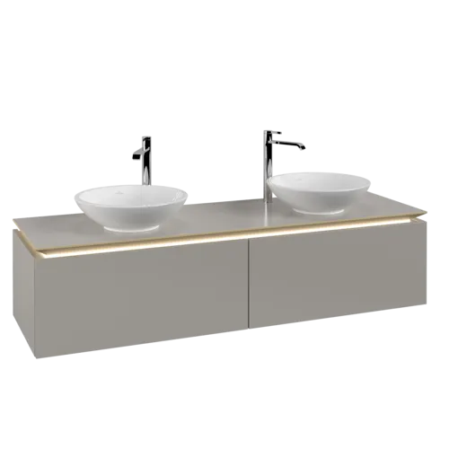 VILLEROY BOCH Legato toaletní skříňka, s osvětlením, 2 výsuvy, 1600 x 380 x 500 mm, Soft Grey / Soft Grey #B599L0VK