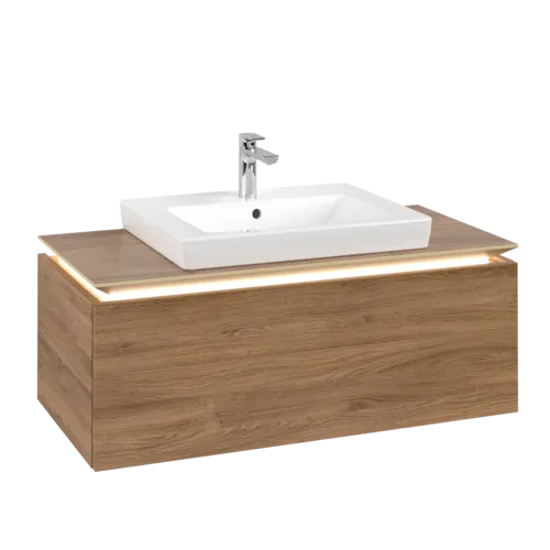 VILLEROY BOCH Legato toaletní skříňka, s osvětlením, 1 zásuvka, 1000 x 380 x 500 mm, dub Kansas / dub Kansas #B680L0RH