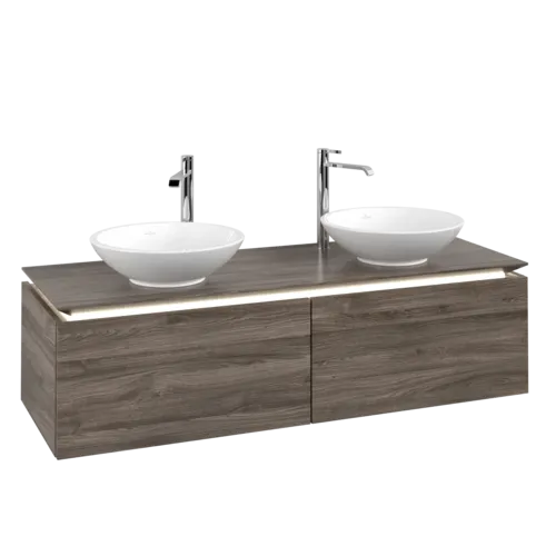 VILLEROY BOCH Legato toaletní skříňka, s osvětlením, 2 výsuvy, 1400 x 380 x 500 mm, Kamenný dub / Kamenný dub #B591L0RK