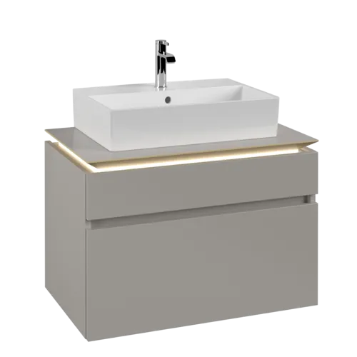 VILLEROY BOCH Legato toaletní skříňka, s osvětlením, 2 výsuvy, 800 x 550 x 500 mm, Soft Grey / Soft Grey #B602L0VK