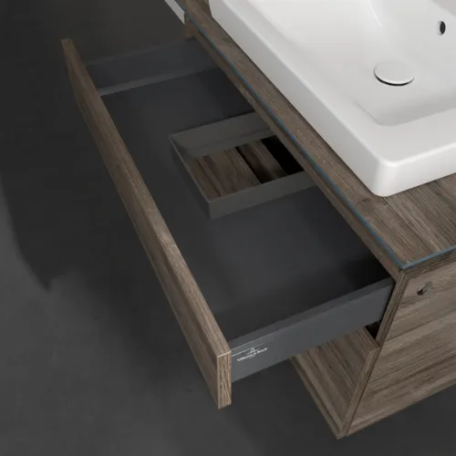VILLEROY BOCH Legato toaletní skříňka, s osvětlením, 2 výsuvy, 800 x 550 x 500 mm, Kamenný dub / Kamenný dub #B679L0RK, obrázek 6