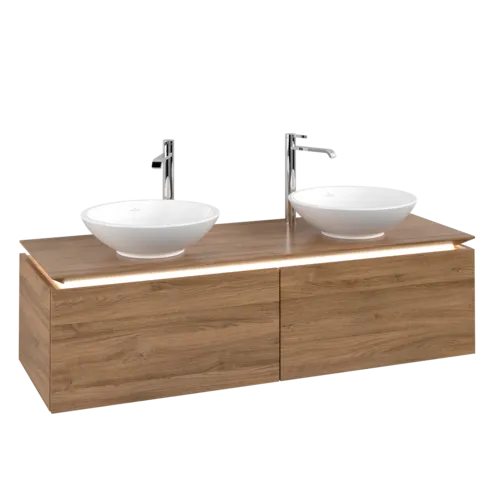 VILLEROY BOCH Legato toaletní skříňka, s osvětlením, 2 výsuvy, 1400 x 380 x 500 mm, dub Kansas / dub Kansas #B591L0RH