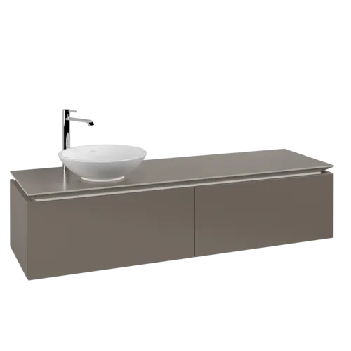 VILLEROY BOCH Legato toaletní skříňka, 2 výsuvy, 1600 x 380 x 500 mm, Truffle Grey / Truffle Grey #B59500VG