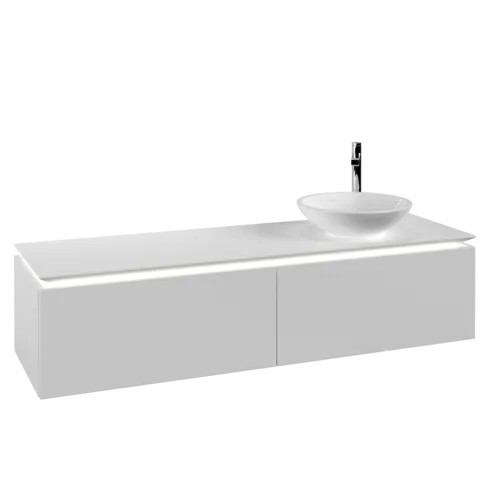 VILLEROY BOCH Legato toaletní skříňka, s osvětlením, 2 výsuvy, 1600 x 380 x 500 mm, bílá matná / bílá matná #B597L0MS