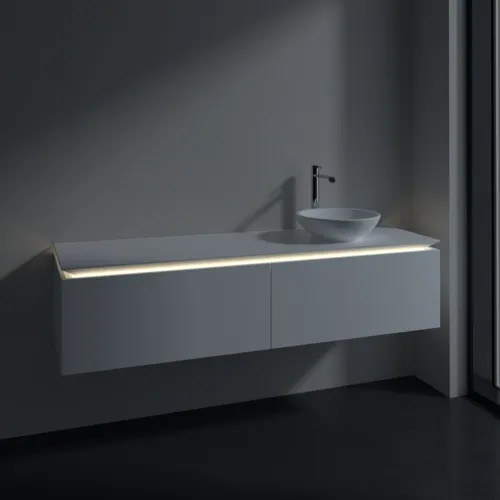 VILLEROY BOCH Legato toaletní skříňka, s osvětlením, 2 výsuvy, 1600 x 380 x 500 mm, bílá matná / bílá matná #B597L0MS, obrázek 3