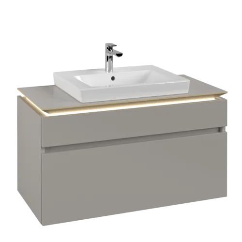VILLEROY BOCH Legato toaletní skříňka, s osvětlením, 2 výsuvy, 1000 x 550 x 500 mm, Soft Grey / Soft Grey #B681L0VK
