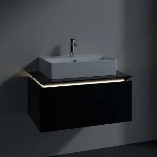 VILLEROY BOCH Legato toaletní skříňka, s osvětlením, 1 zásuvka, 800 x 380 x 500 mm, černý matný lak / černý matný lak #B601L0PD, obrázek 3