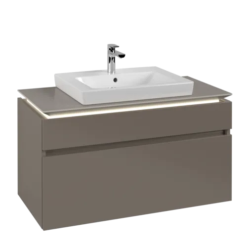 VILLEROY BOCH Legato toaletní skříňka, s osvětlením, 2 výsuvy, 1000 x 550 x 500 mm, Truffle Grey / Truffle Grey #B681L0VG