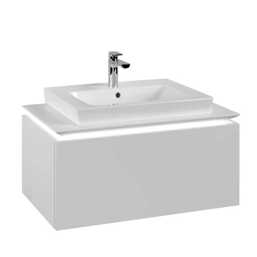 VILLEROY BOCH Legato toaletní skříňka, s osvětlením, 1 zásuvka, 800 x 380 x 500 mm, bílá matná / bílá matná #B678L0MS