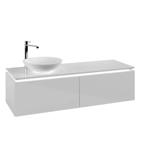 VILLEROY BOCH Legato toaletní skříňka, s osvětlením, 2 výsuvy, 1400 x 380 x 500 mm, lesklá bílá / lesklá bílá #B587L0DH