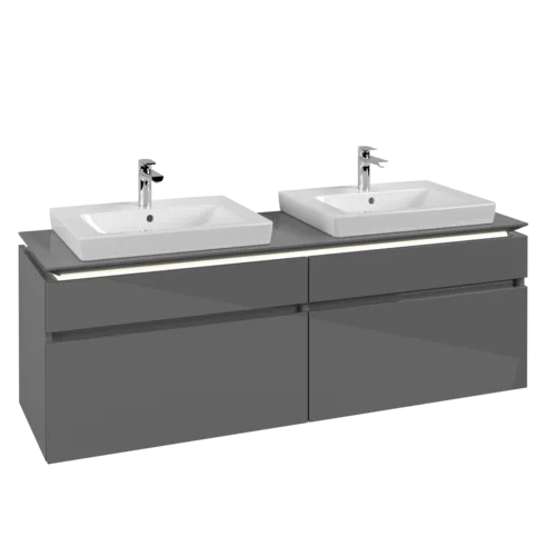 VILLEROY BOCH Legato toaletní skříňka, s osvětlením, 4 výsuvy, 1600 x 550 x 500 mm, lesklá šedá / lesklá šedá #B693L0FP