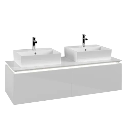 VILLEROY BOCH Legato toaletní skříňka, s osvětlením, 2 výsuvy, 1400 x 380 x 500 mm, lesklá bílá / lesklá bílá #B668L0DH