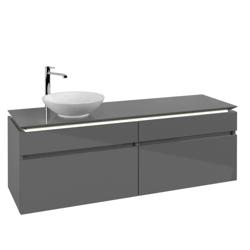 VILLEROY BOCH Legato toaletní skříňka, s osvětlením, 4 výsuvy, 1600 x 550 x 500 mm, lesklá šedá / lesklá šedá #B596L0FP