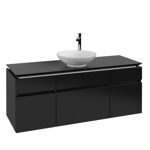 VILLEROY BOCH Legato toaletní skříňka, 5 výsuvů, 1400 x 550 x 500 mm, černý matný lak / černý matný lak #B58600PD