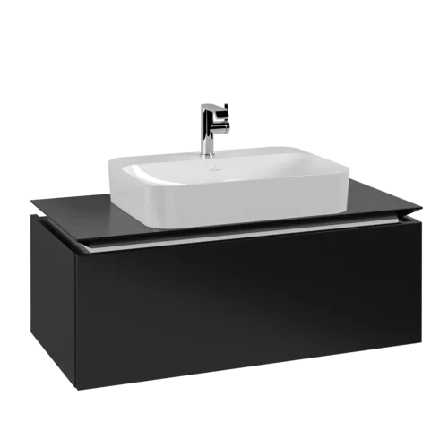 VILLEROY BOCH Legato toaletní skříňka, 1 zásuvka, 1000 x 380 x 500 mm, černý matný lak / černý matný lak #B75500PD