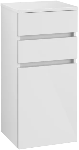 VILLEROY BOCH Boční skříňka Legato, 1 dvířka, 2 zásuvky, 400 x 870 x 350 mm, lesklá bílá / lesklá bílá #B72801DH