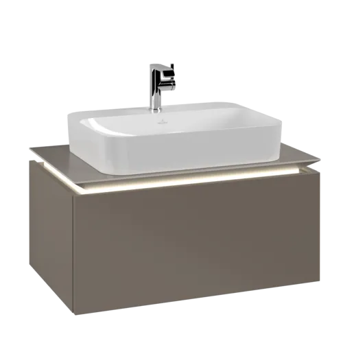 VILLEROY BOCH Legato toaletní skříňka, s osvětlením, 1 zásuvka, 800 x 380 x 500 mm, Truffle Grey / Truffle Grey #B753L0VG
