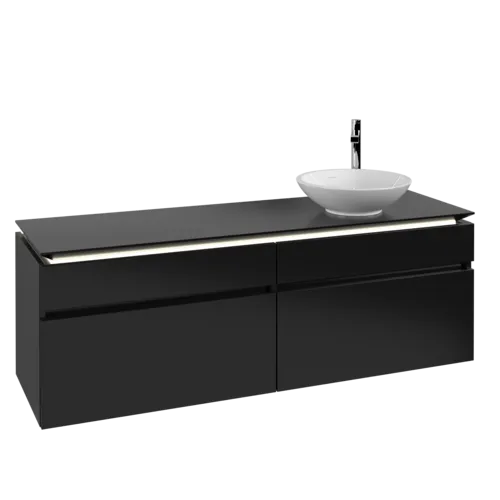 VILLEROY BOCH Legato toaletní skříňka, s osvětlením, 4 výsuvy, 1600 x 550 x 500 mm, černý matný lak / černý matný lak #B598L0PD