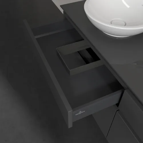 VILLEROY BOCH Legato toaletní skříňka, 4 výsuvy, 1400 x 550 x 500 mm, lesklá šedá / lesklá šedá #B59200FP, obrázek 10