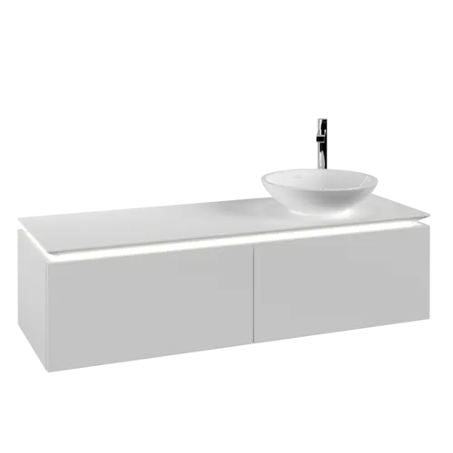 VILLEROY BOCH Legato toaletní skříňka, s osvětlením, 2 výsuvy, 1400 x 380 x 500 mm, bílá matná / bílá matná #B589L0MS