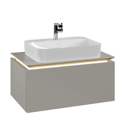 VILLEROY BOCH Legato toaletní skříňka, s osvětlením, 1 zásuvka, 800 x 380 x 500 mm, Soft Grey / Soft Grey #B753L0VK