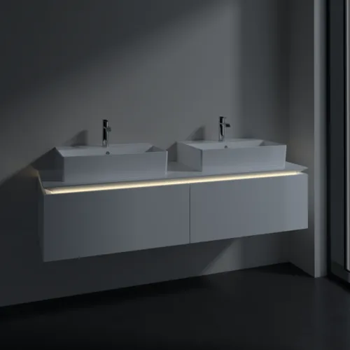 VILLEROY BOCH Legato toaletní skříňka, s osvětlením, 2 zásuvky, 1600 x 380 x 500 mm, lesklá bílá / lesklá bílá #B676L0DH, obrázek 3