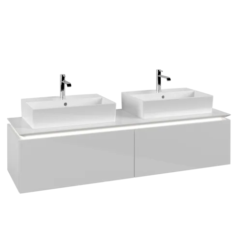 VILLEROY BOCH Legato toaletní skříňka, s osvětlením, 2 zásuvky, 1600 x 380 x 500 mm, lesklá bílá / lesklá bílá #B676L0DH