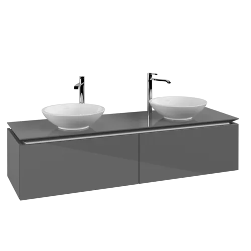 VILLEROY BOCH Legato toaletní skříňka, 2 výsuvy, 1600 x 380 x 500 mm, lesklá šedá / lesklá šedá #B59900FP
