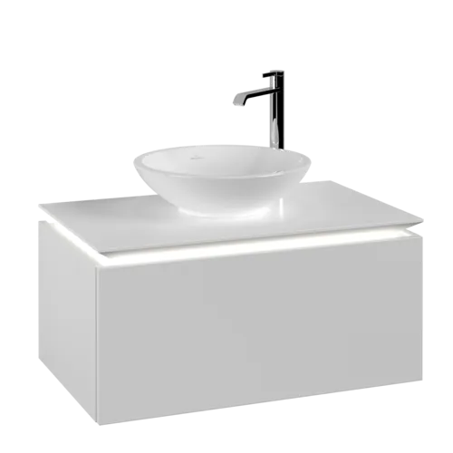 VILLEROY BOCH Legato toaletní skříňka, s osvětlením, 1 zásuvka, 800 x 380 x 500 mm, bílá matná / bílá matná #B601L0MS
