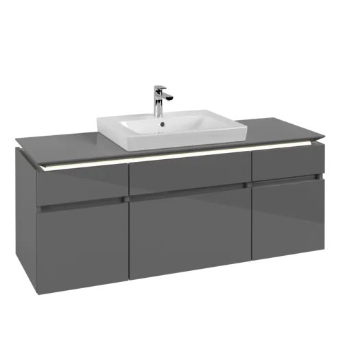 VILLEROY BOCH Legato toaletní skříňka, s osvětlením, 5 výsuvů, 1400 x 550 x 500 mm, lesklá šedá / lesklá šedá #B685L0FP