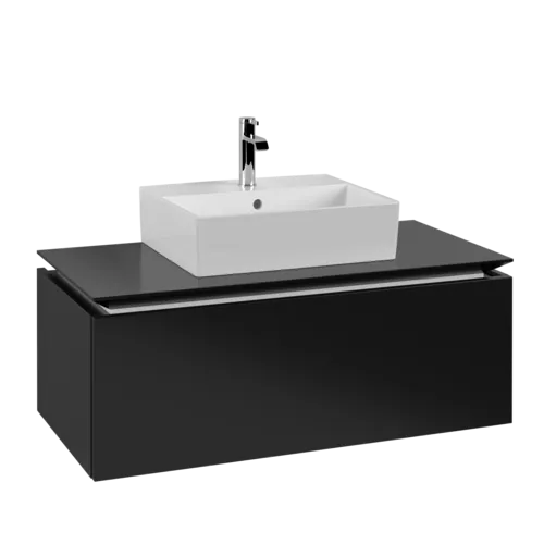 VILLEROY BOCH Legato toaletní skříňka, 1 zásuvka, 1000 x 380 x 500 mm, černý matný lak / černý matný lak #B60300PD