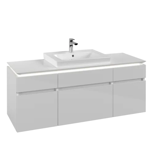 VILLEROY BOCH Legato toaletní skříňka, s osvětlením, 5 výsuvů, 1400 x 550 x 500 mm, lesklá bílá / lesklá bílá #B685L0DH