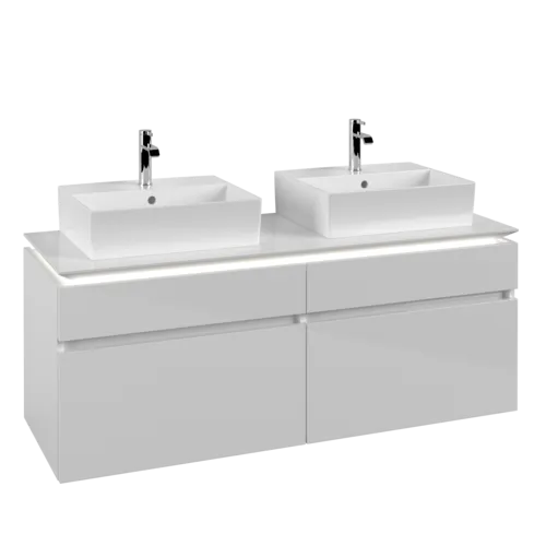 VILLEROY BOCH Legato toaletní skříňka, s osvětlením, 4 výsuvy, 1400 x 550 x 500 mm, lesklá bílá / lesklá bílá #B669L0DH