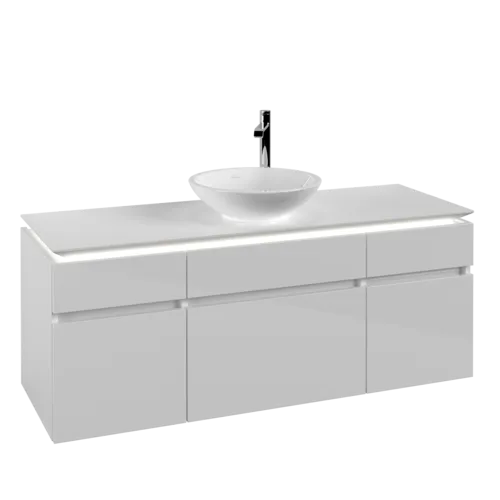 VILLEROY BOCH Legato toaletní skříňka, s osvětlením, 5 výsuvů, 1400 x 550 x 500 mm, lesklá bílá / lesklá bílá #B586L0DH